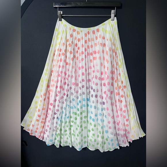 Rachel Parcell Anthropologie Woman’s Colorful Large Polka Dot Skirt SM Chiffon - Picture 1 of 6